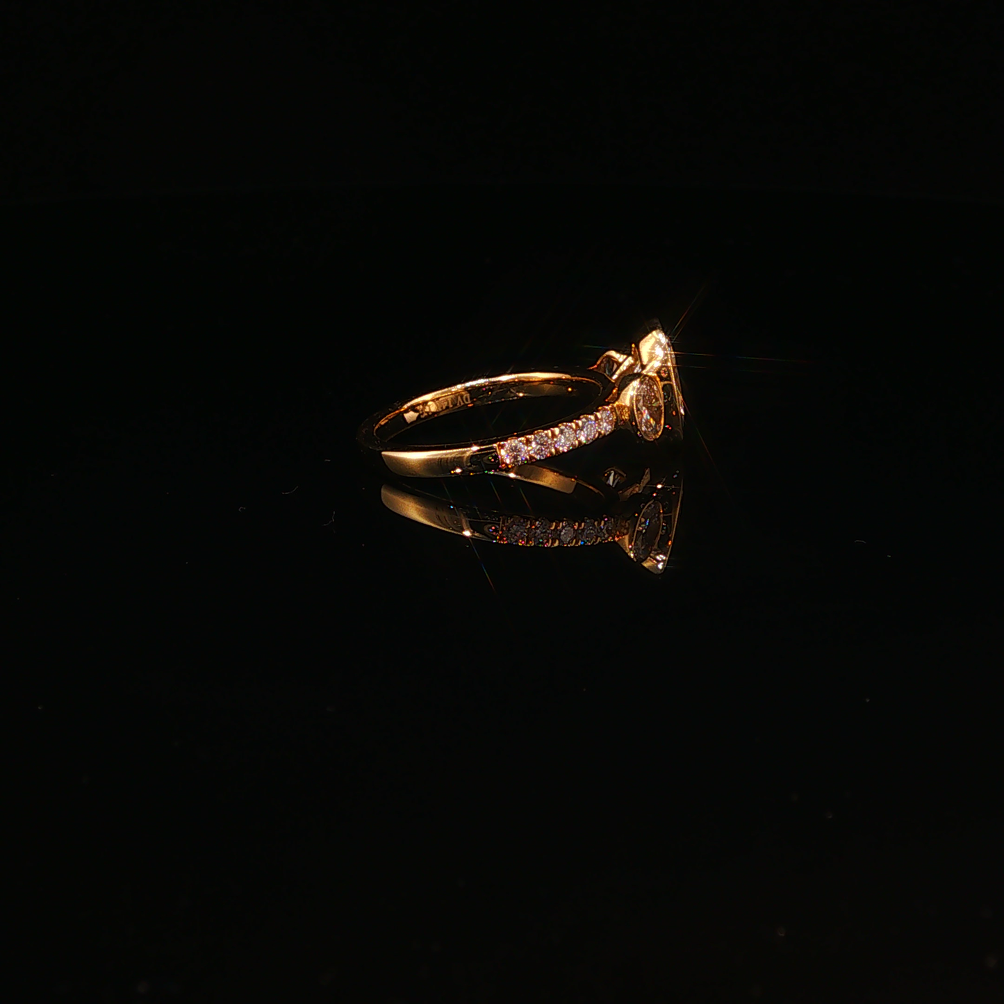 Three-Stone Oval Lab Diamond Ring in Yellow Gold