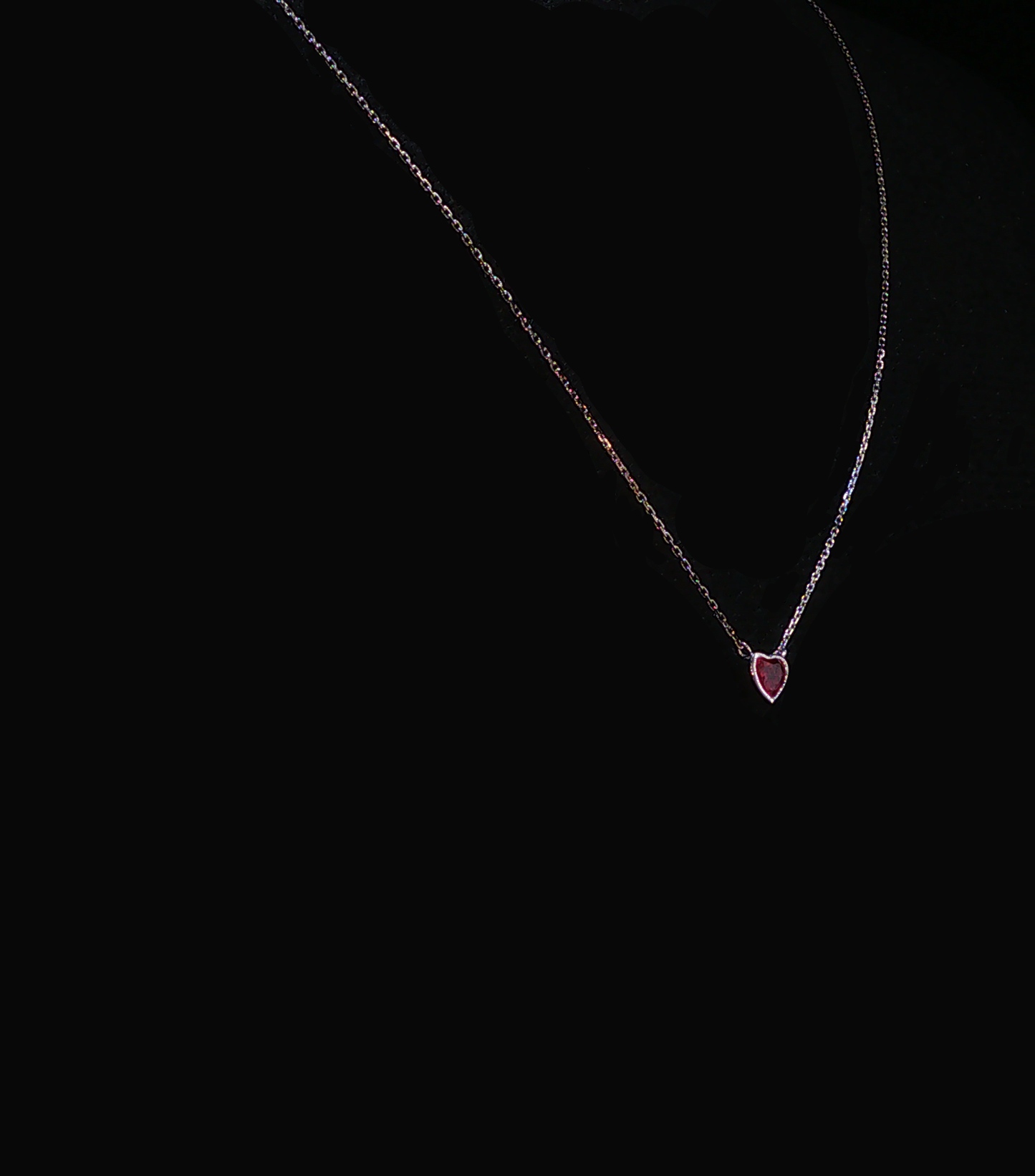 Heart-Shaped Red Ruby Pendant Necklace in White Gold