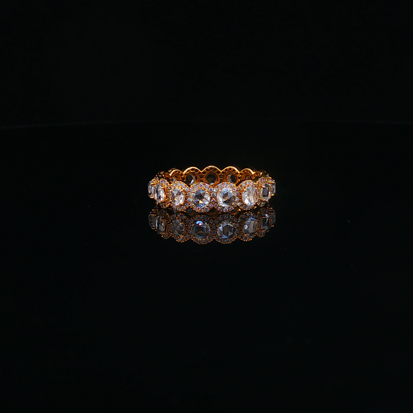 Yellow Gold Natural Diamond Halo Eternity Ring