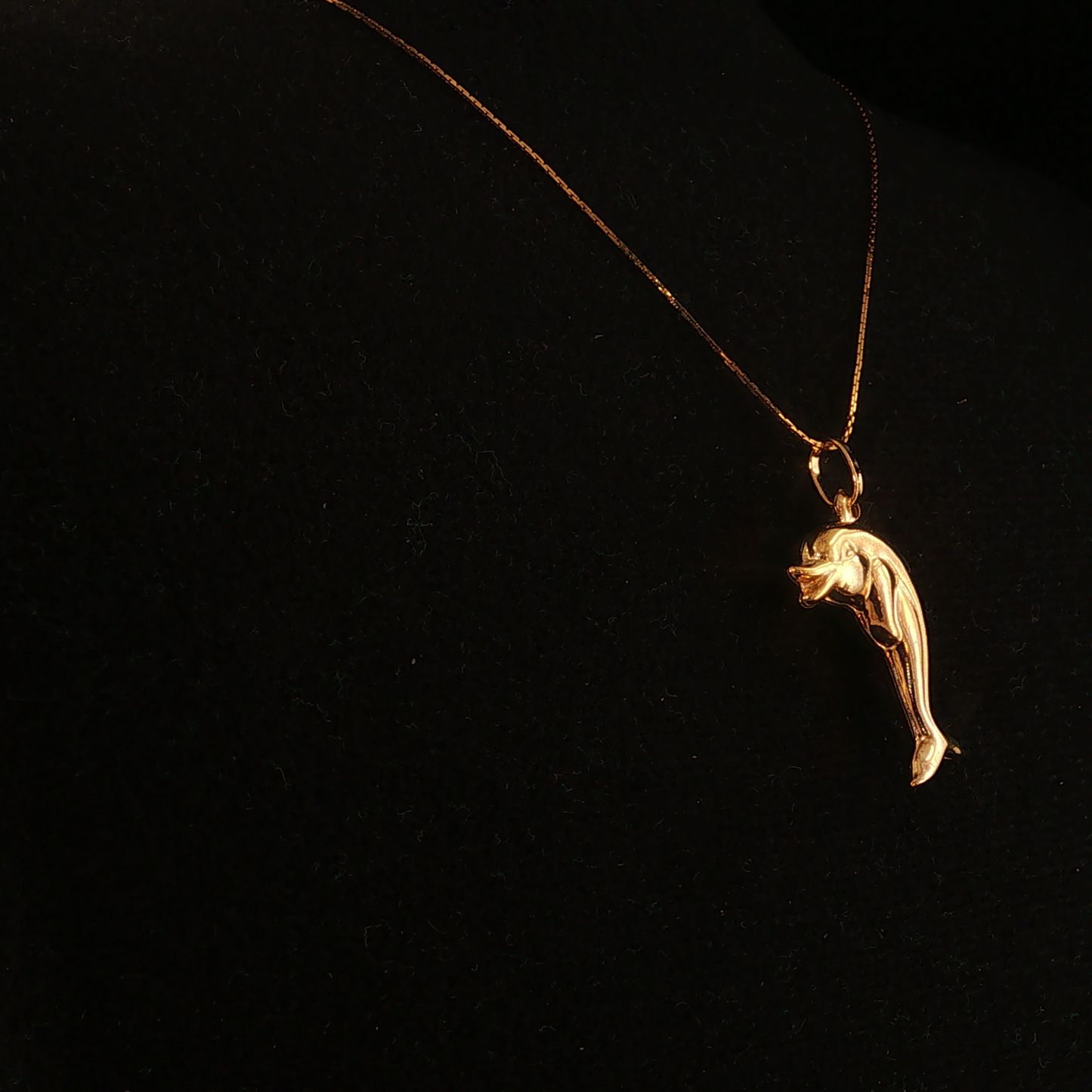 Yellow Hallow Gold Dolphin Pendant Necklace