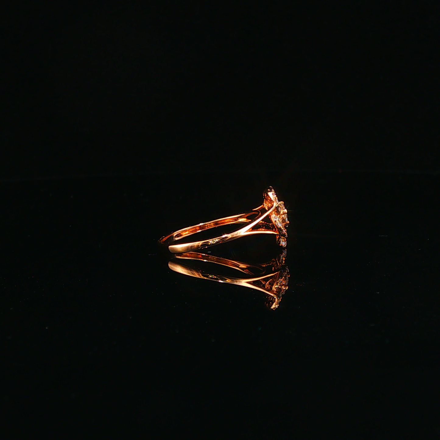 Natural Diamond Floral Motif Cocktail Ring in Rose Gold