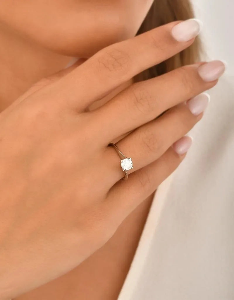 14K White Gold Moissanite Solitaire Ring