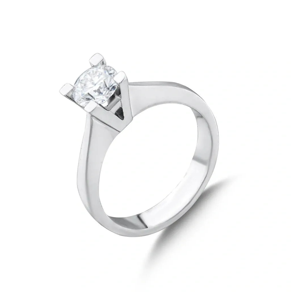 14K White Gold Round Cut Moissanite Engagement Ring