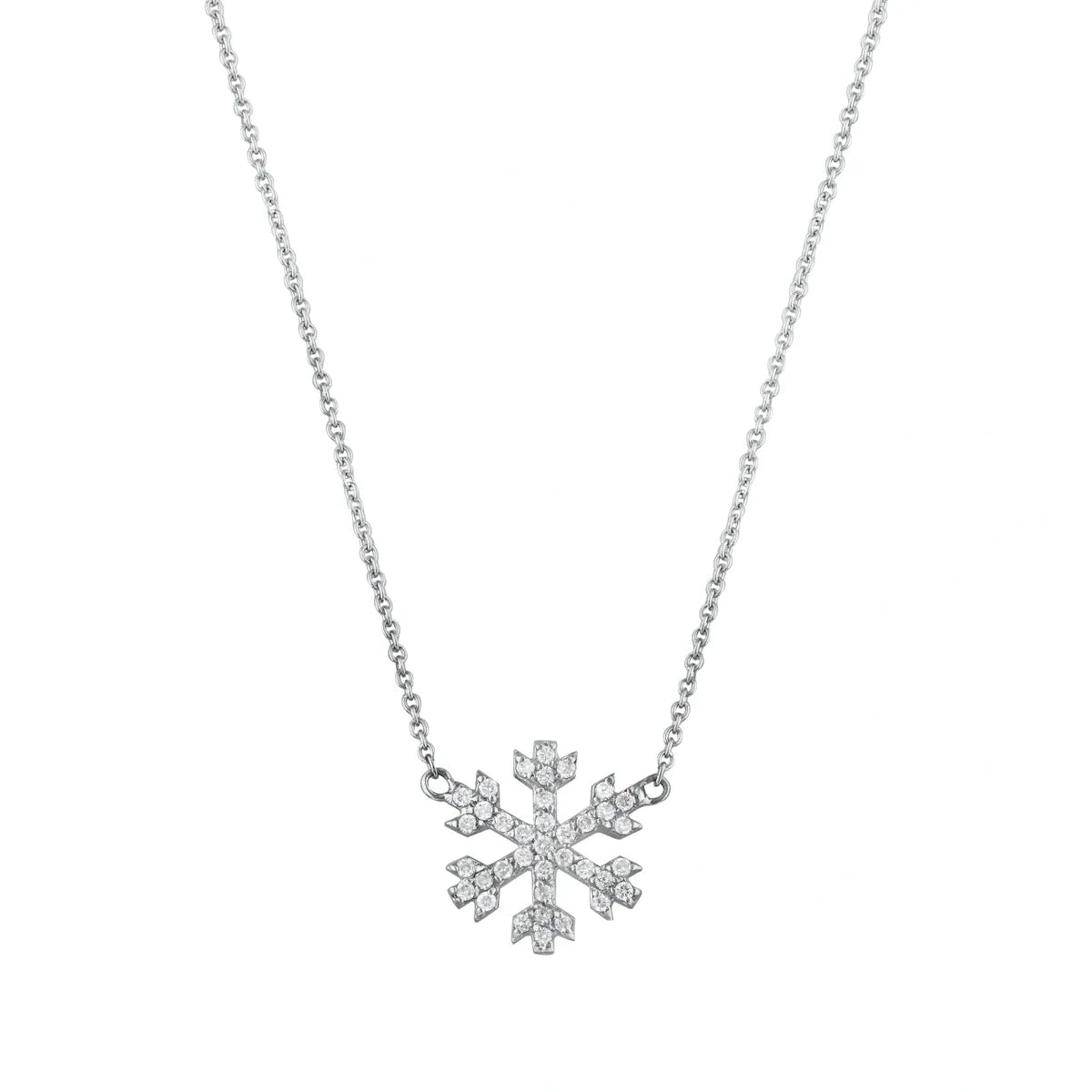 4K White Gold Snowflake Necklace & Chain with Diamond Setting