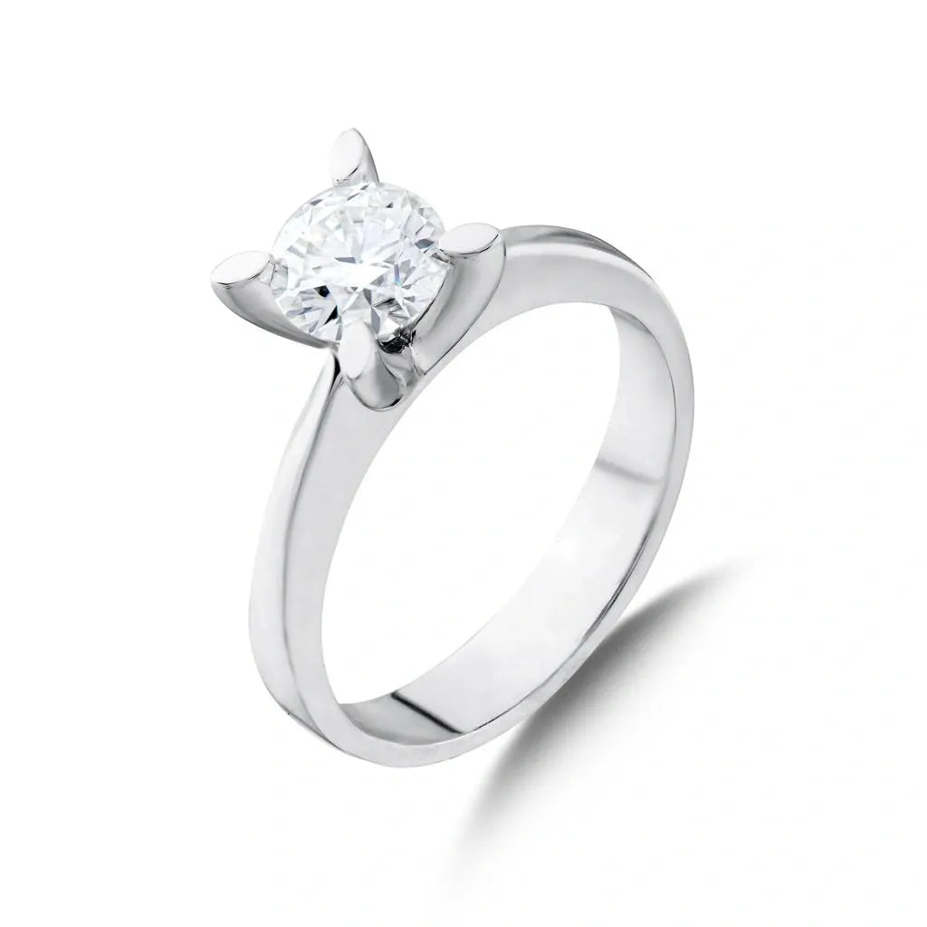 14K White Gold Moissanite Engagement Solitaire Ring