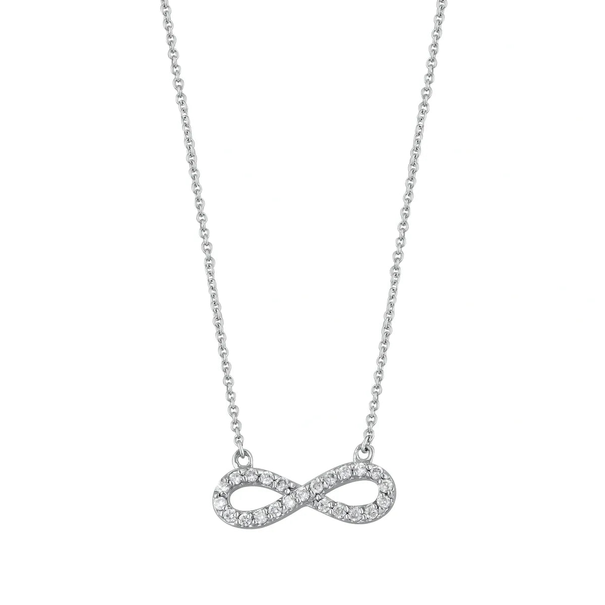 14K White Gold Infinity Symbol Necklace with Diamond Setting