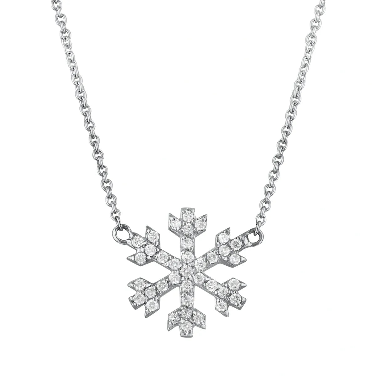 4K White Gold Snowflake Necklace & Chain with Diamond Setting