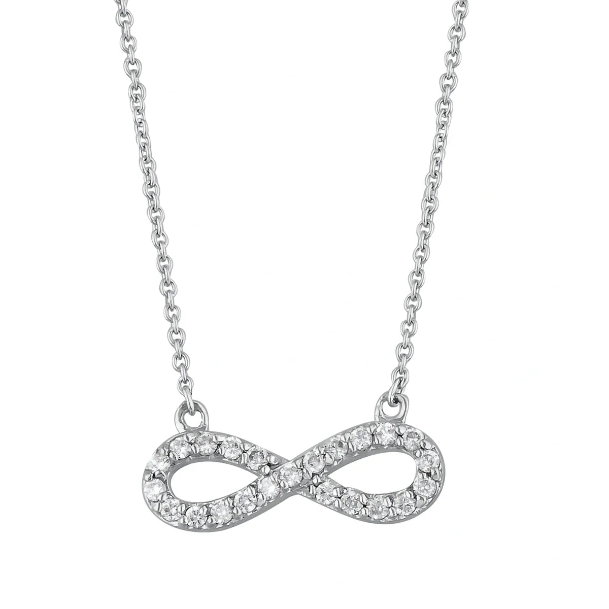 14K White Gold Infinity Symbol Necklace with Diamond Setting