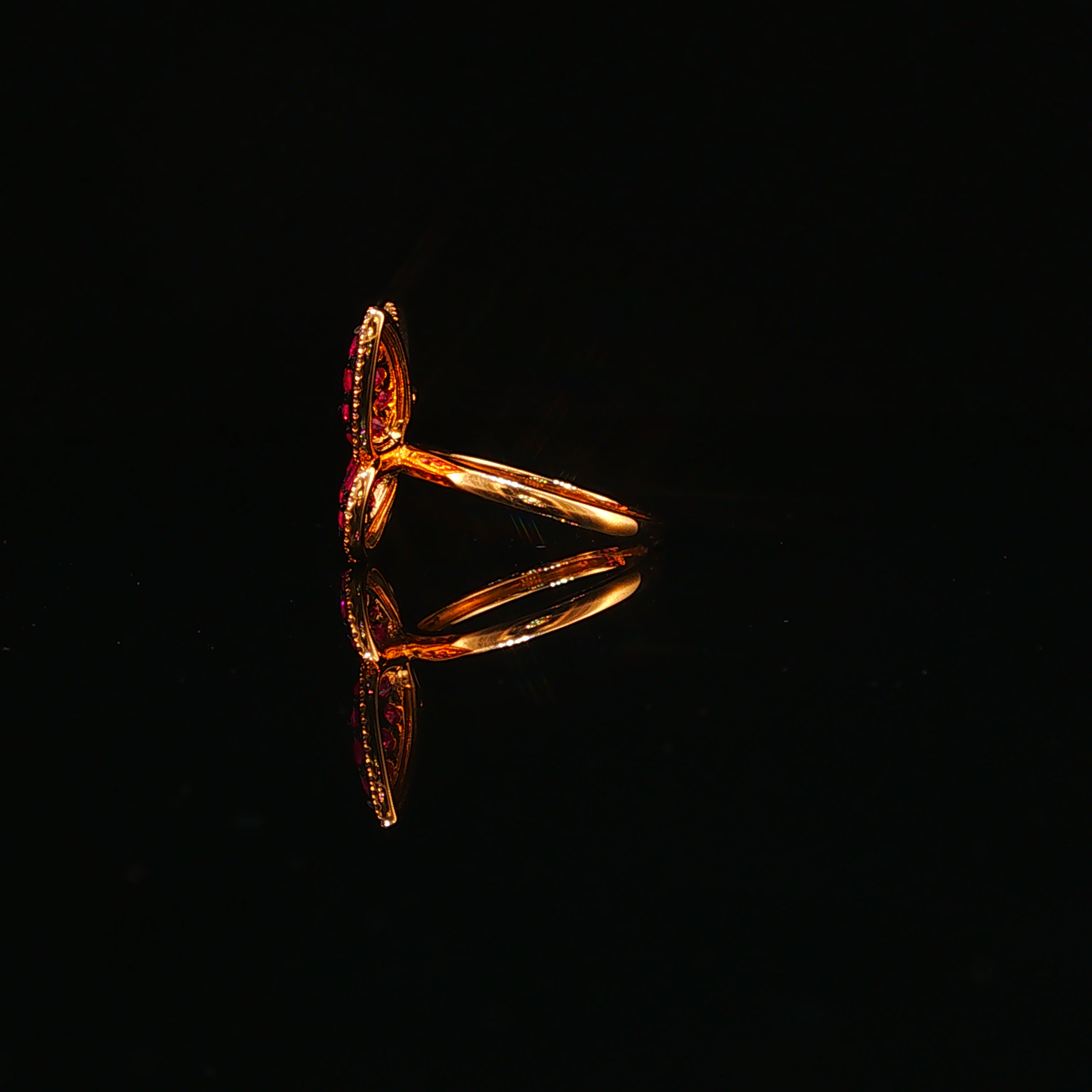 Pigeon Blood Ruby Butterfly Cocktail Ring in Yellow Gold