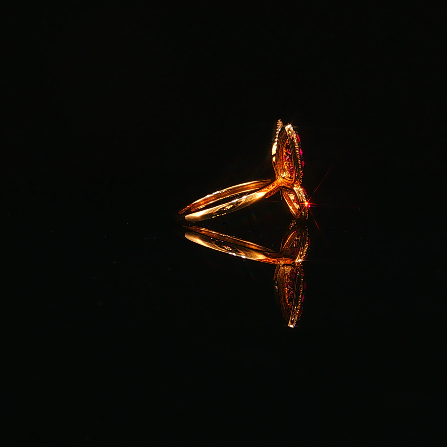 Pigeon Blood Ruby Butterfly Cocktail Ring in Yellow Gold