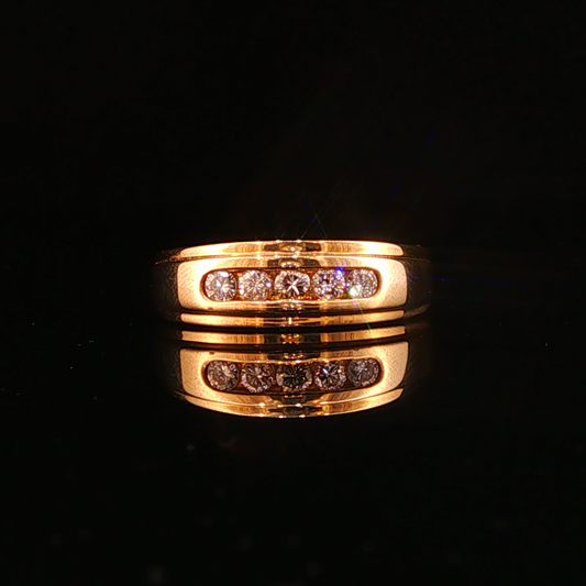 Five-Stone Diamond Channel Set Band in Yellow Gold