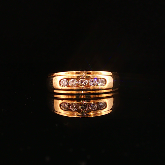 Five-Stone Diamond Channel Set Band in Yellow Gold
