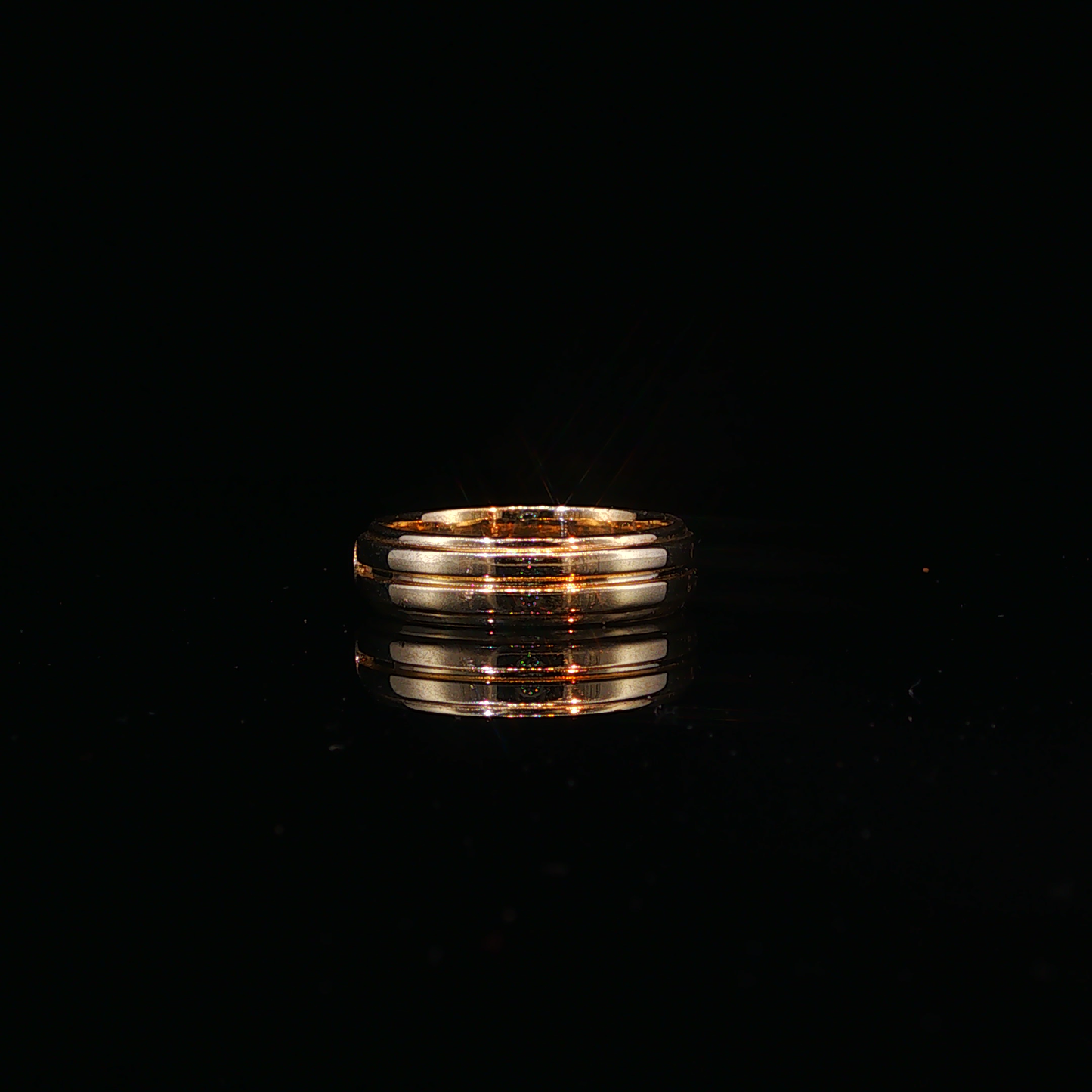 Yellow Gold Diamond Accent Grooved Band Ring