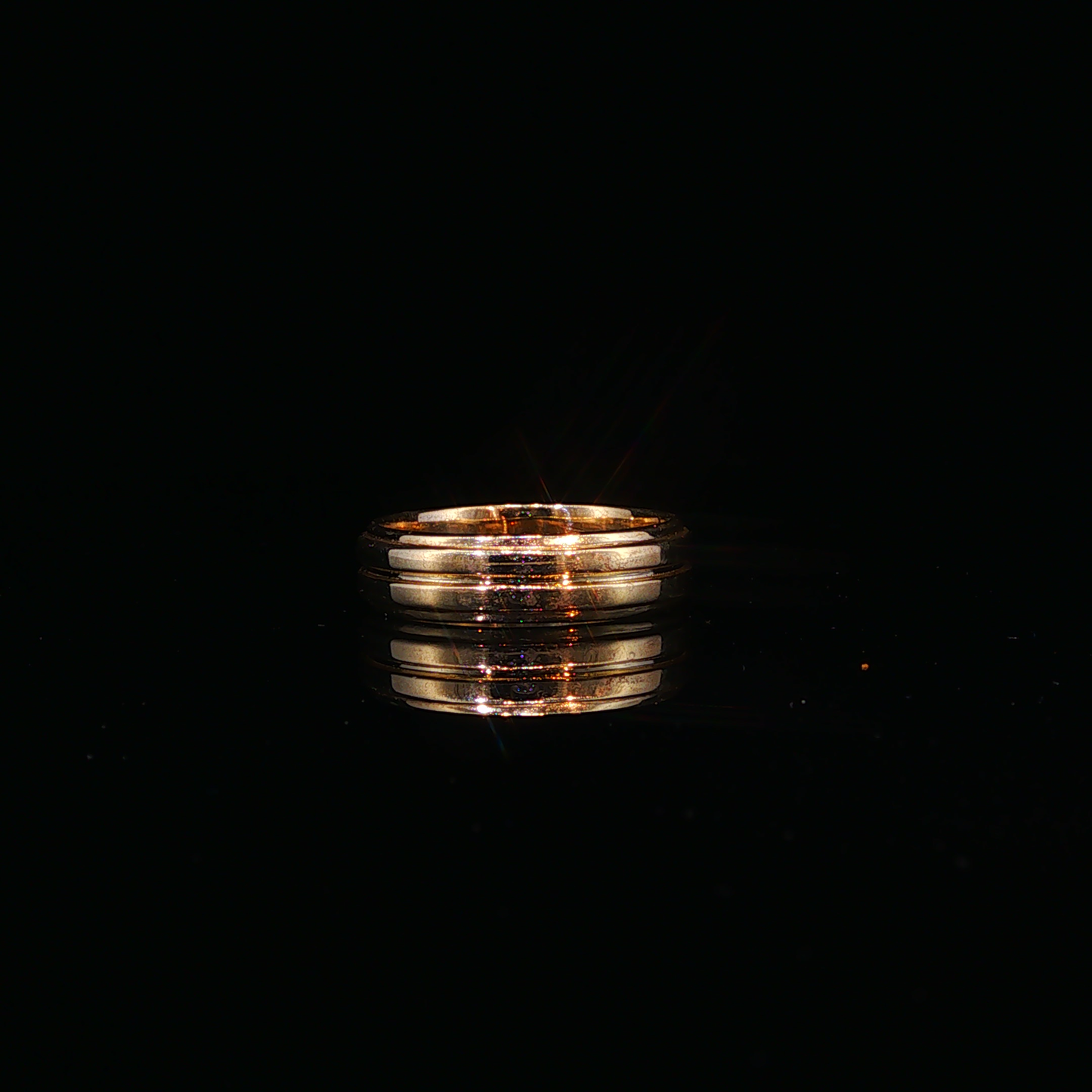 Yellow Gold Diamond Accent Grooved Band Ring