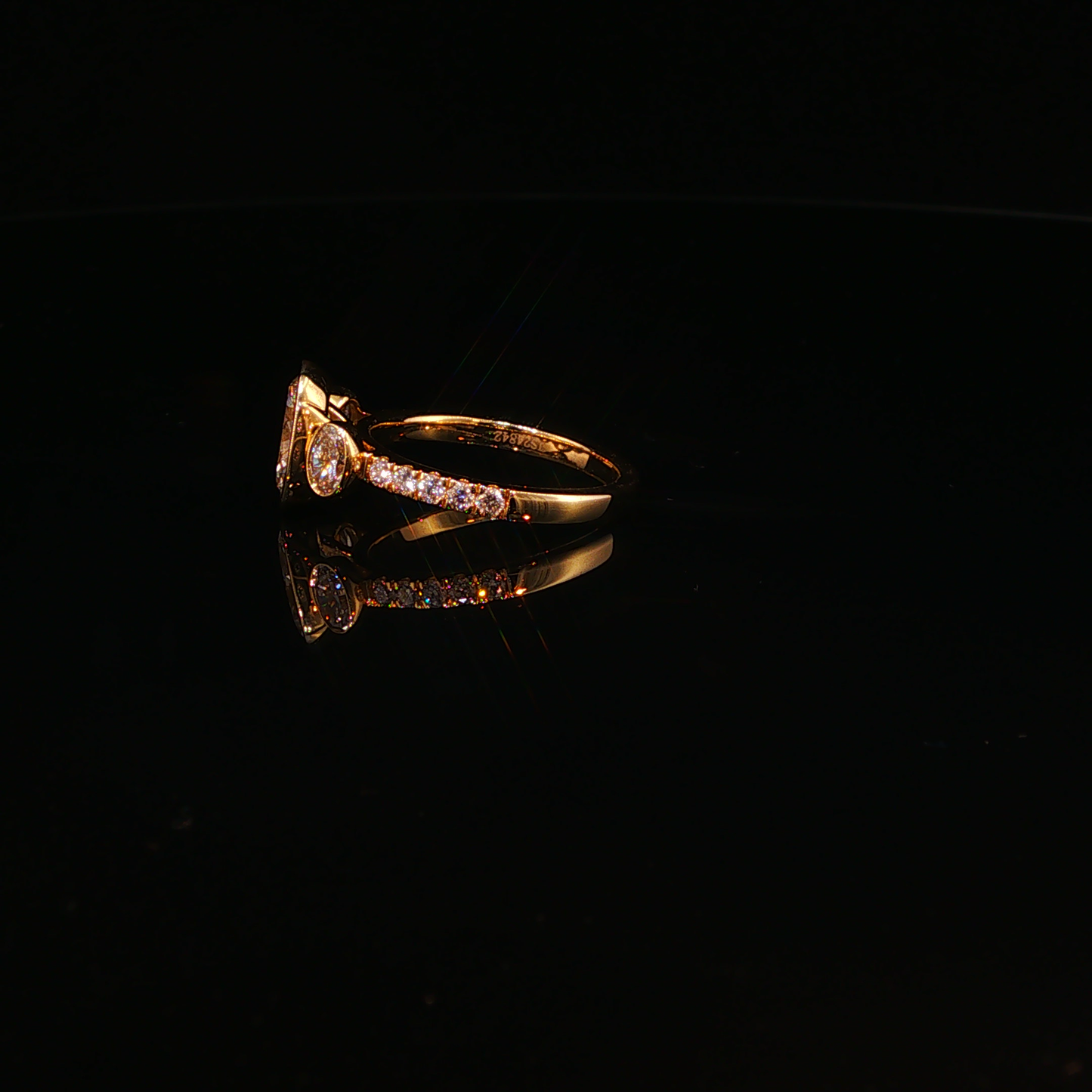 Three-Stone Oval Lab Diamond Ring in Yellow Gold