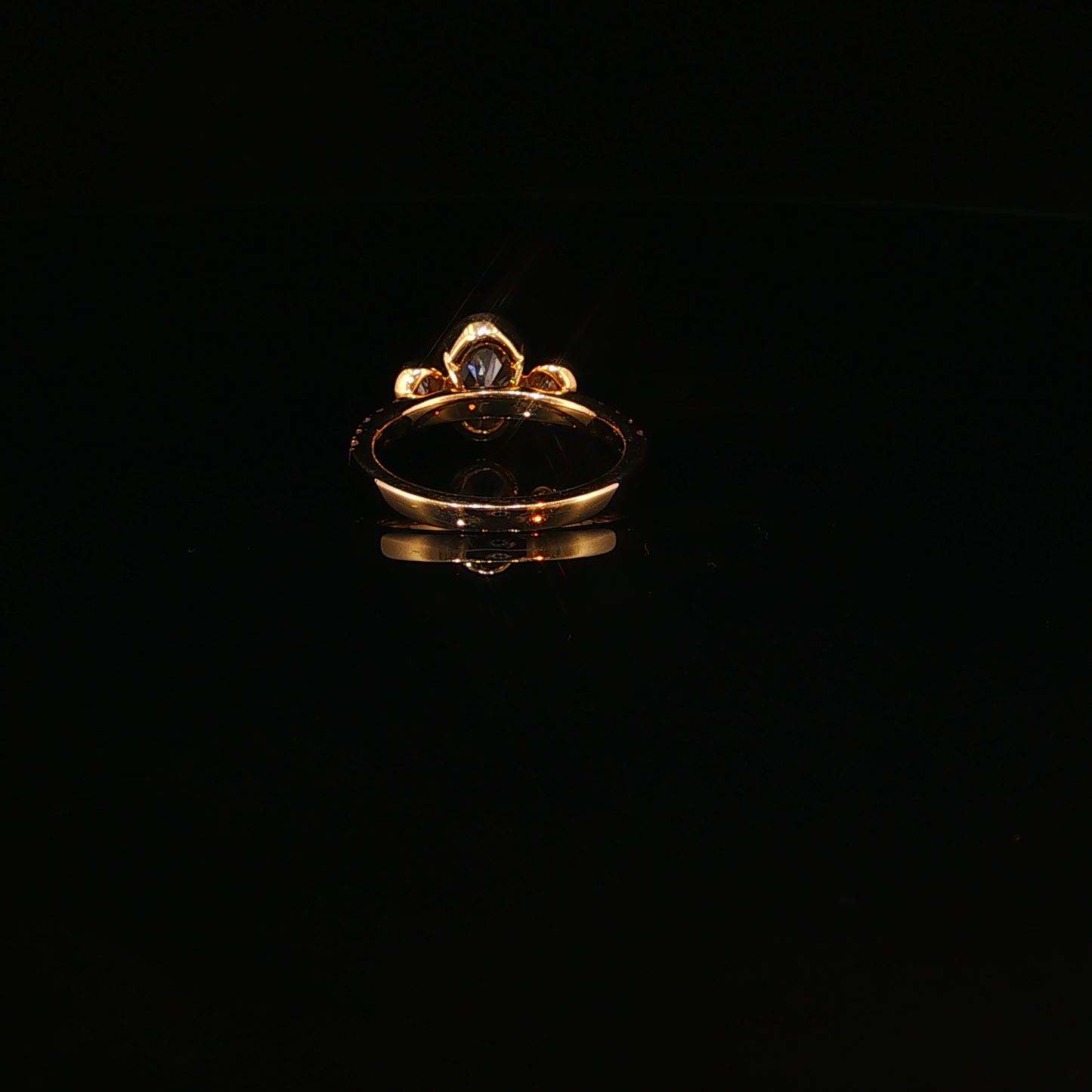 Three-Stone Oval Lab Diamond Ring in Yellow Gold