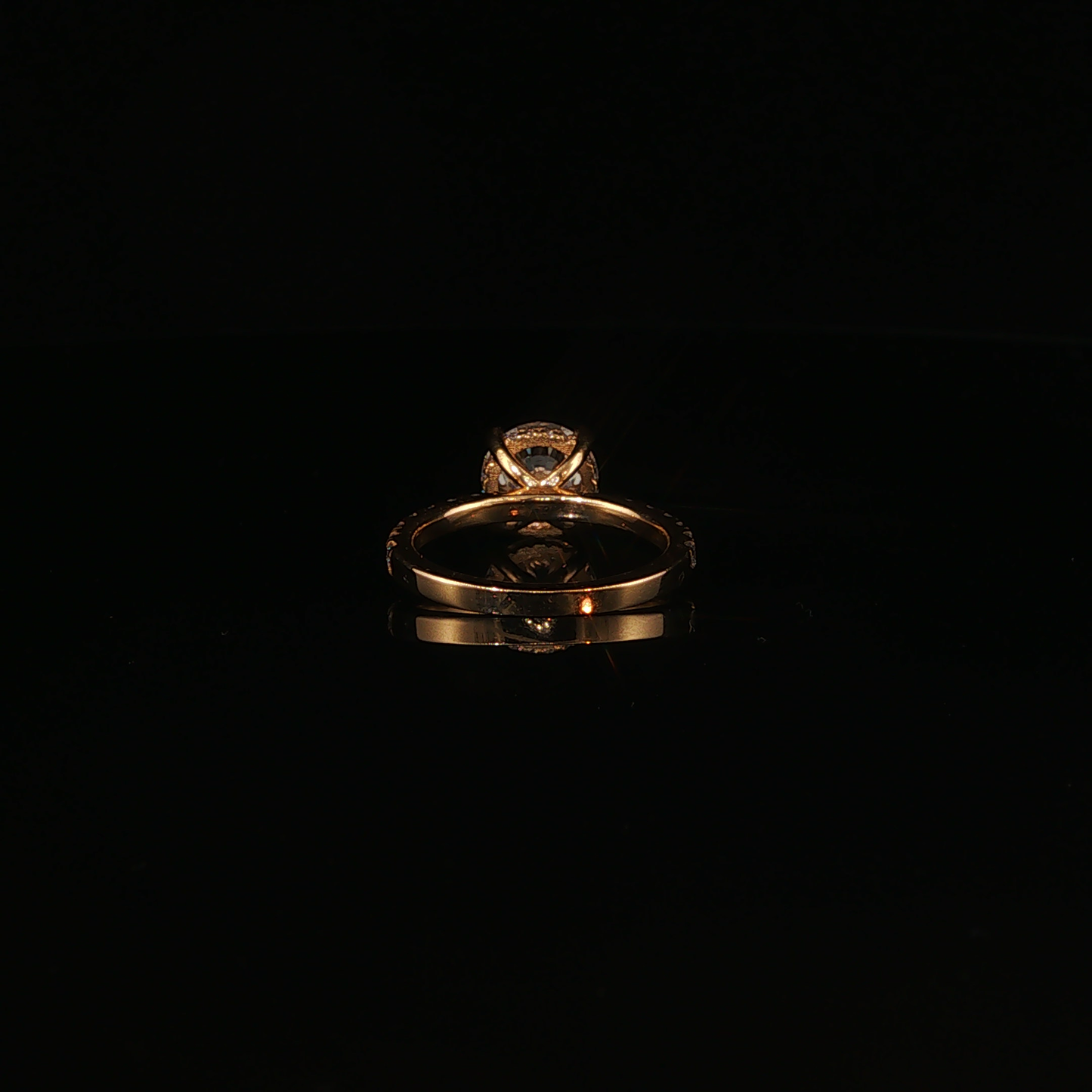 Round Lab Diamond Solitaire Ring with Diamond Accents in Yellow Gold