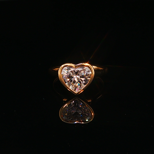 Heart-Shaped Lab Diamond Bezel Solitaire Ring in Yellow Gold