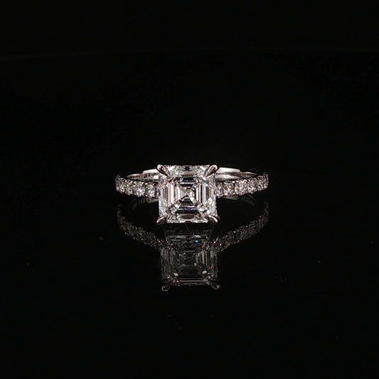 White Gold Asscher Diamond Engagement Ring