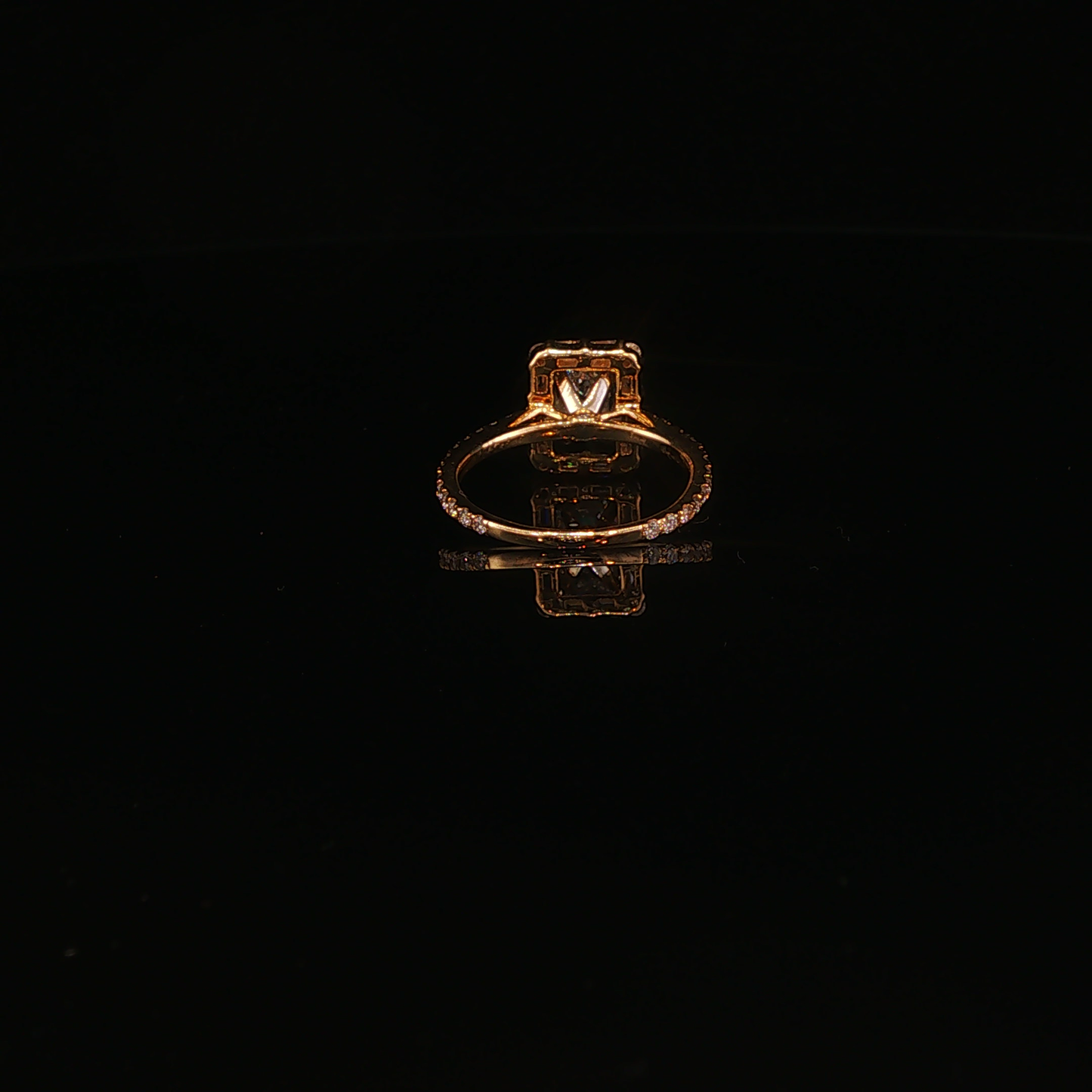 Yellow Gold Emerald-Cut Lab Diamond Halo Engagement Ring