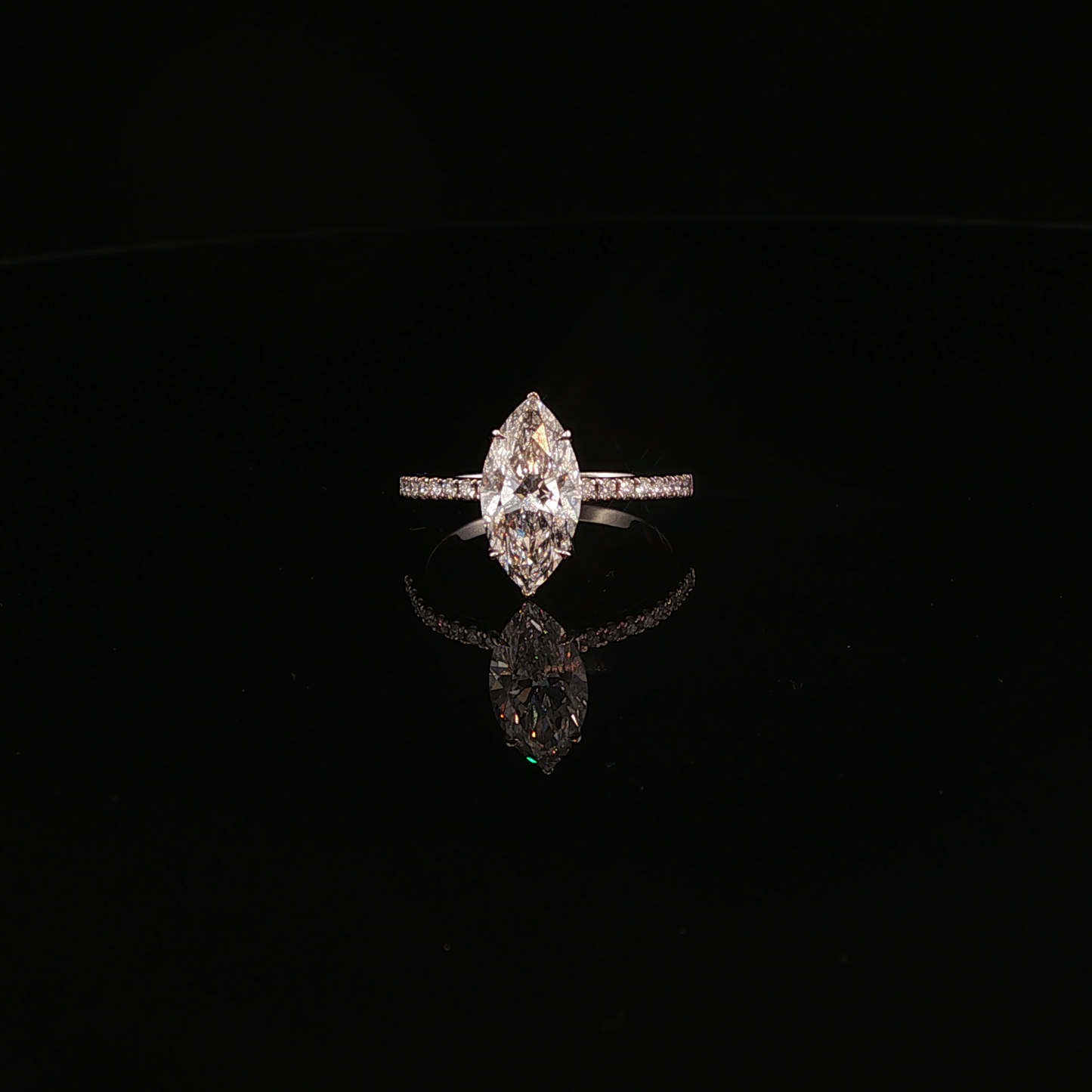 Marquise Cut Lab Diamond Solitaire Ring in White Gold