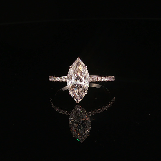 Marquise Cut Lab Diamond Solitaire Ring in White Gold