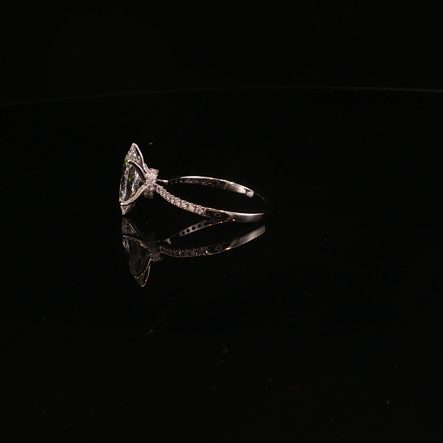 Marquise Cut Lab Diamond Solitaire Ring in White Gold