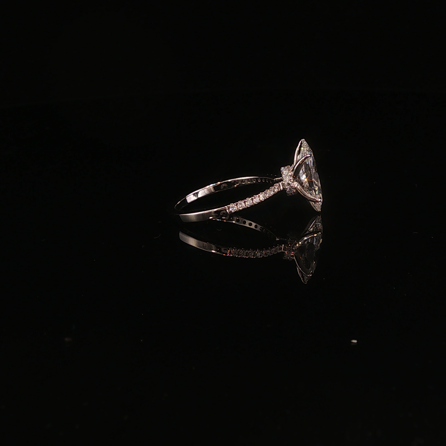 Marquise Cut Lab Diamond Solitaire Ring in White Gold
