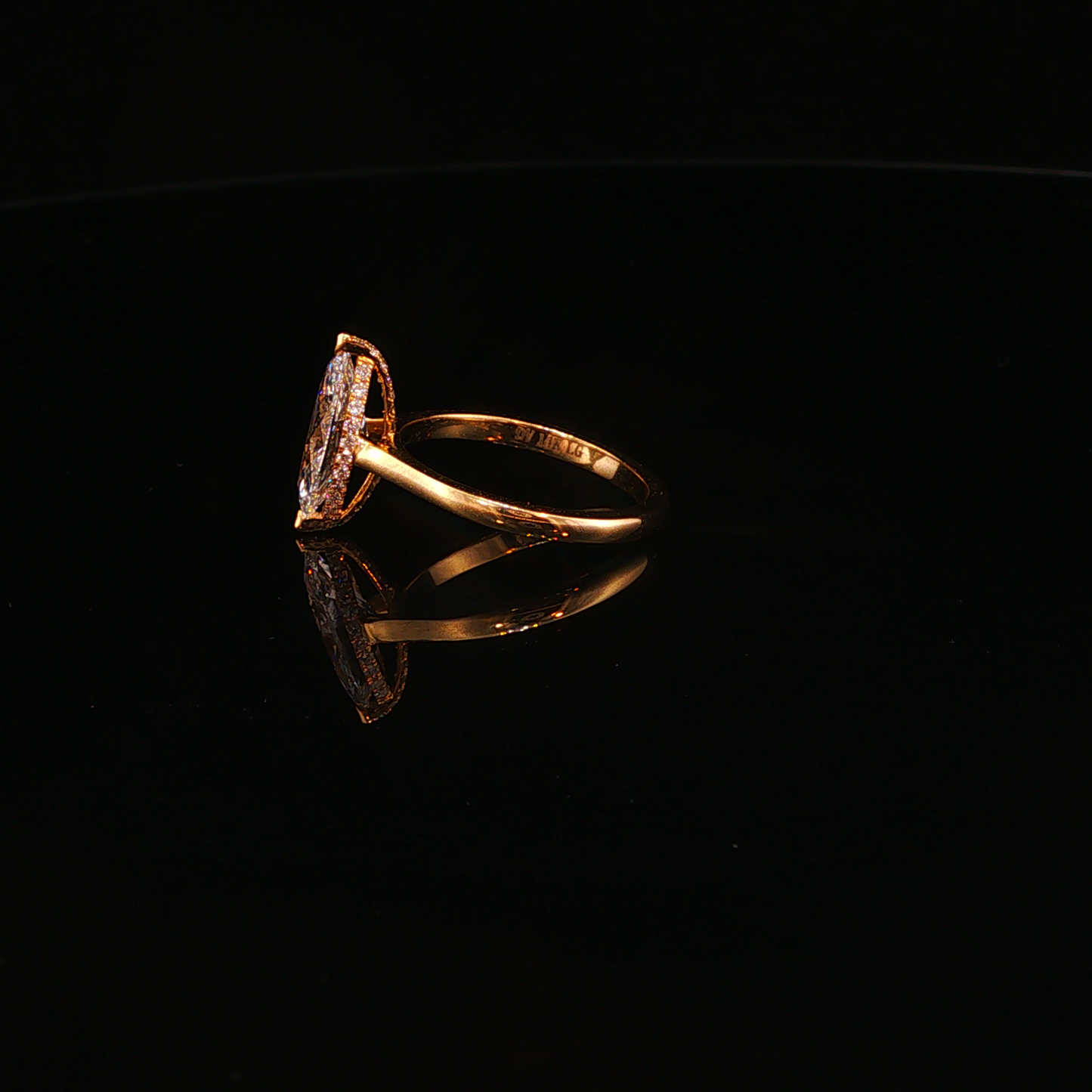 Marquise Cut Lab Diamond Solitaire Ring in Yellow Gold