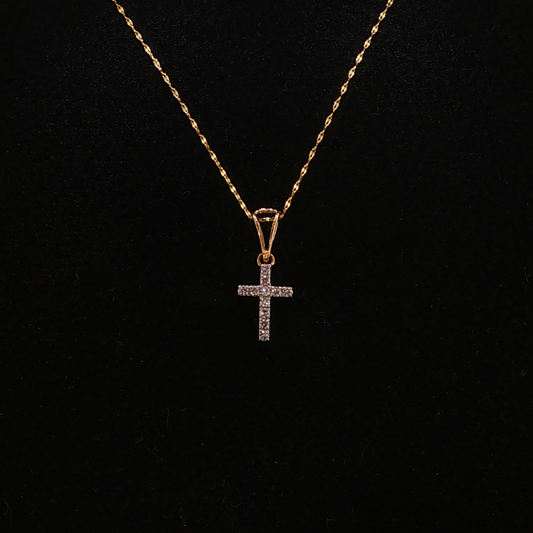 Lab Diamond Cross Pendant Necklace in Yellow Gold