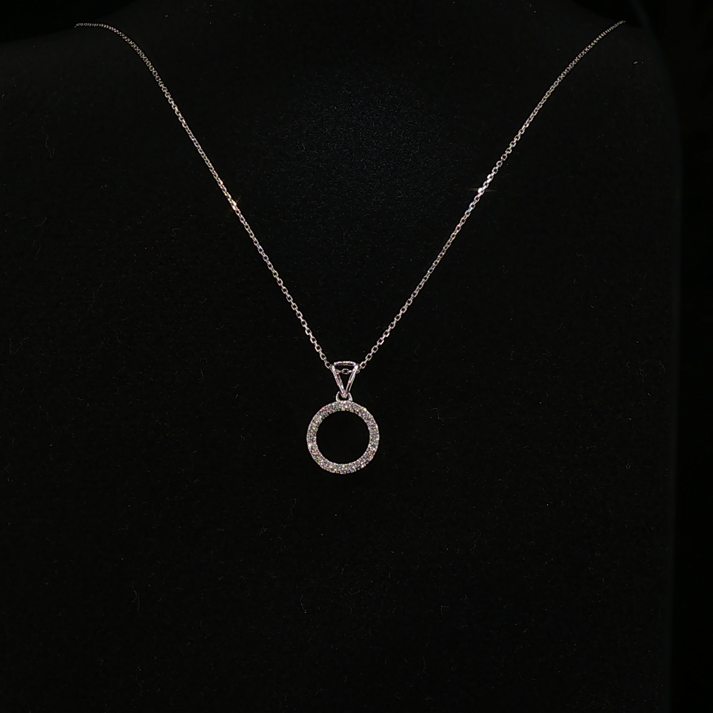 White Gold Diamond Open Circle Pendant Necklace