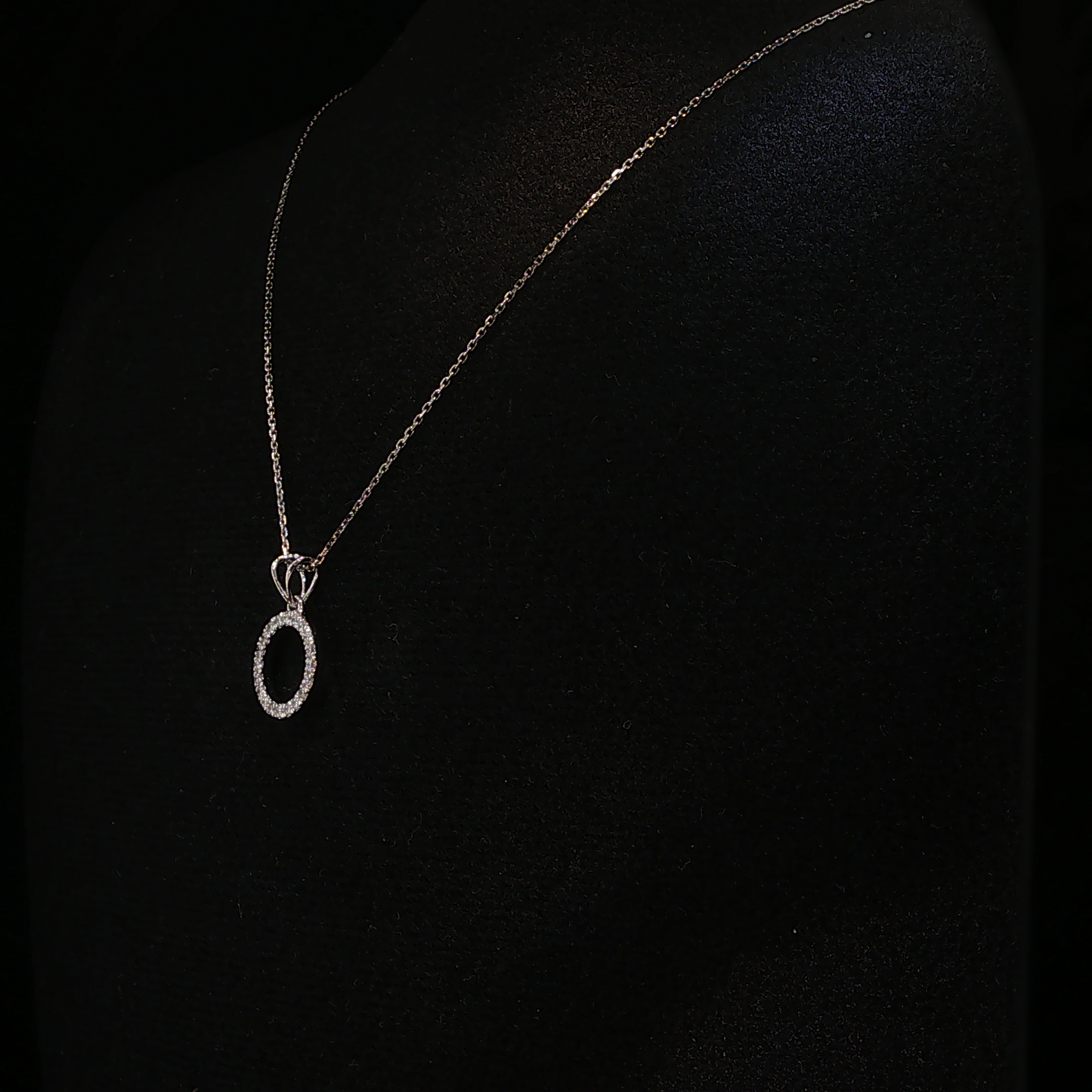 White Gold Diamond Open Circle Pendant Necklace