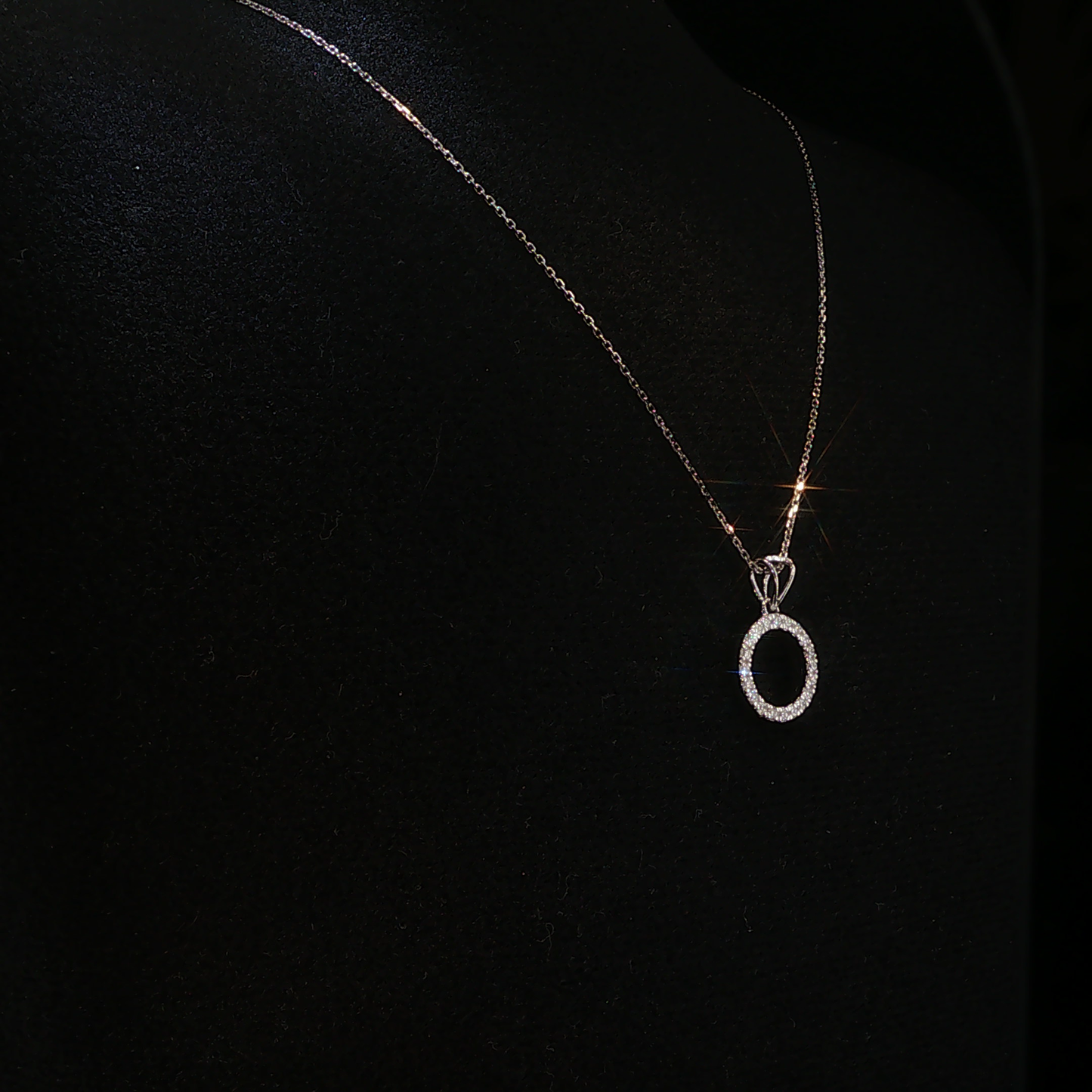White Gold Diamond Open Circle Pendant Necklace