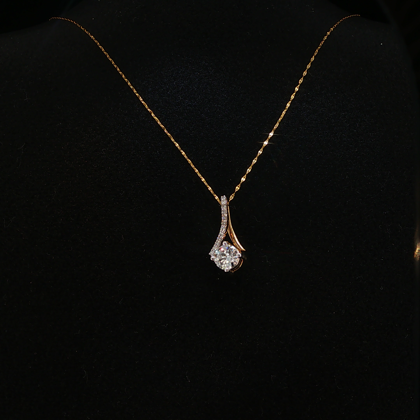 Lab Diamond Teardrop Pendant Necklace in Yellow Gold