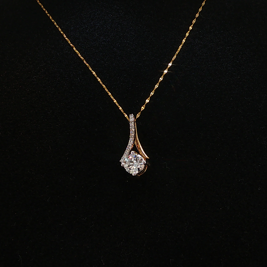 Lab Diamond Teardrop Pendant Necklace in Yellow Gold