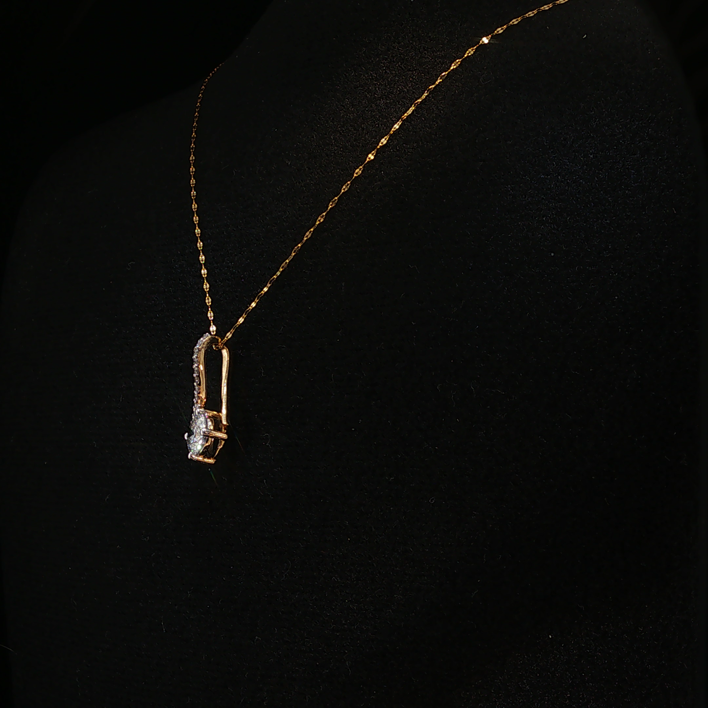 Lab Diamond Teardrop Pendant Necklace in Yellow Gold