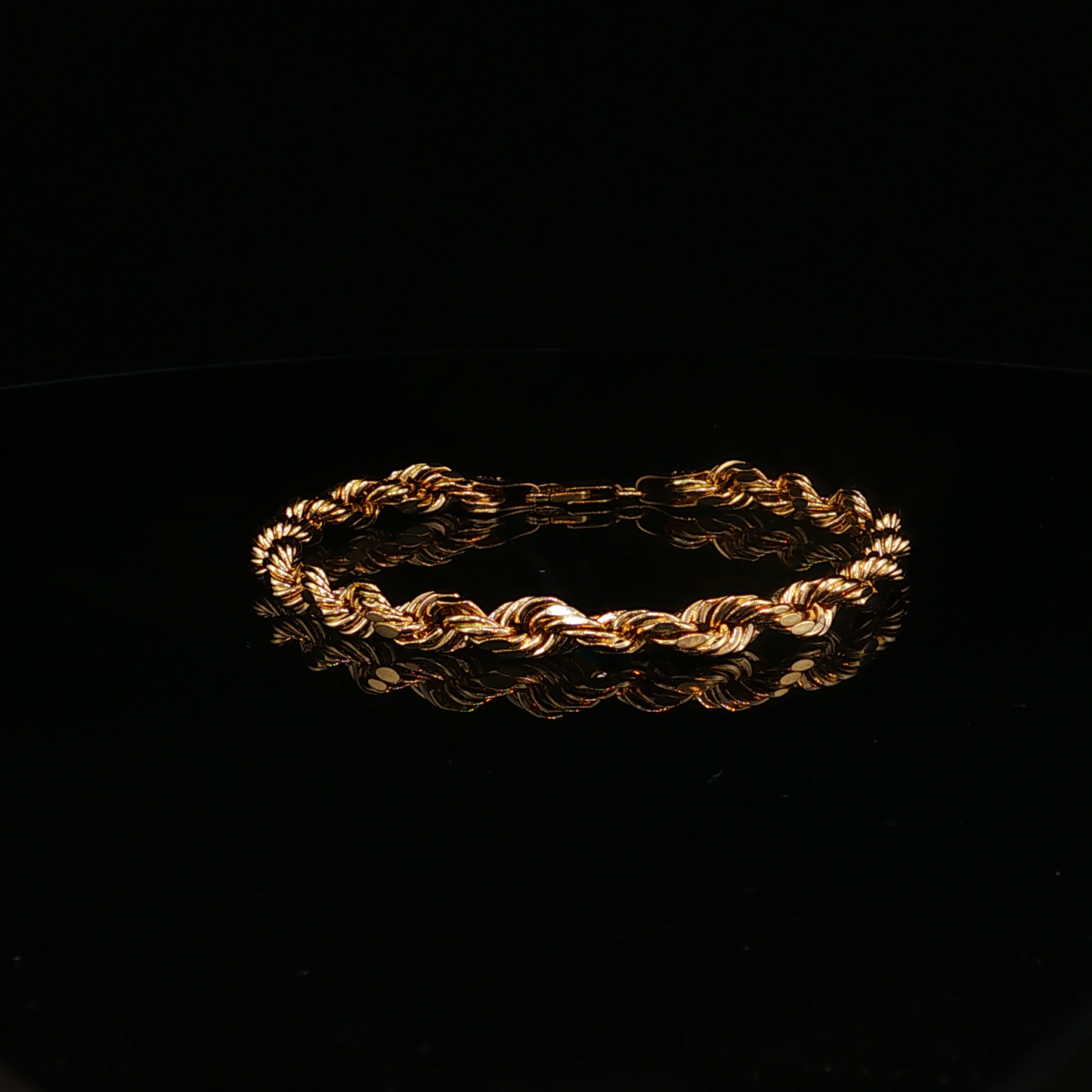 Hallow Yellow Gold Rope Chain Bracelet