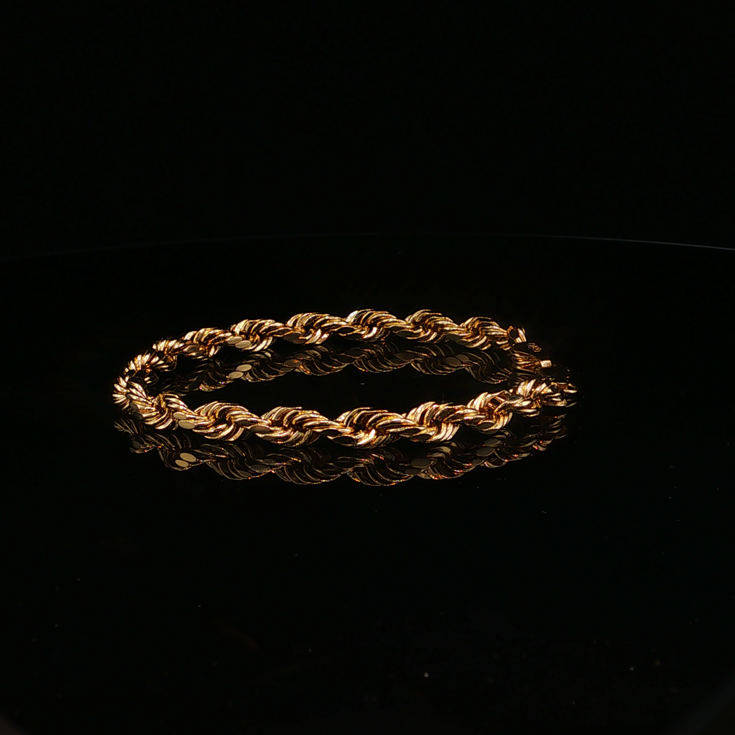 Hallow Yellow Gold Rope Chain Bracelet