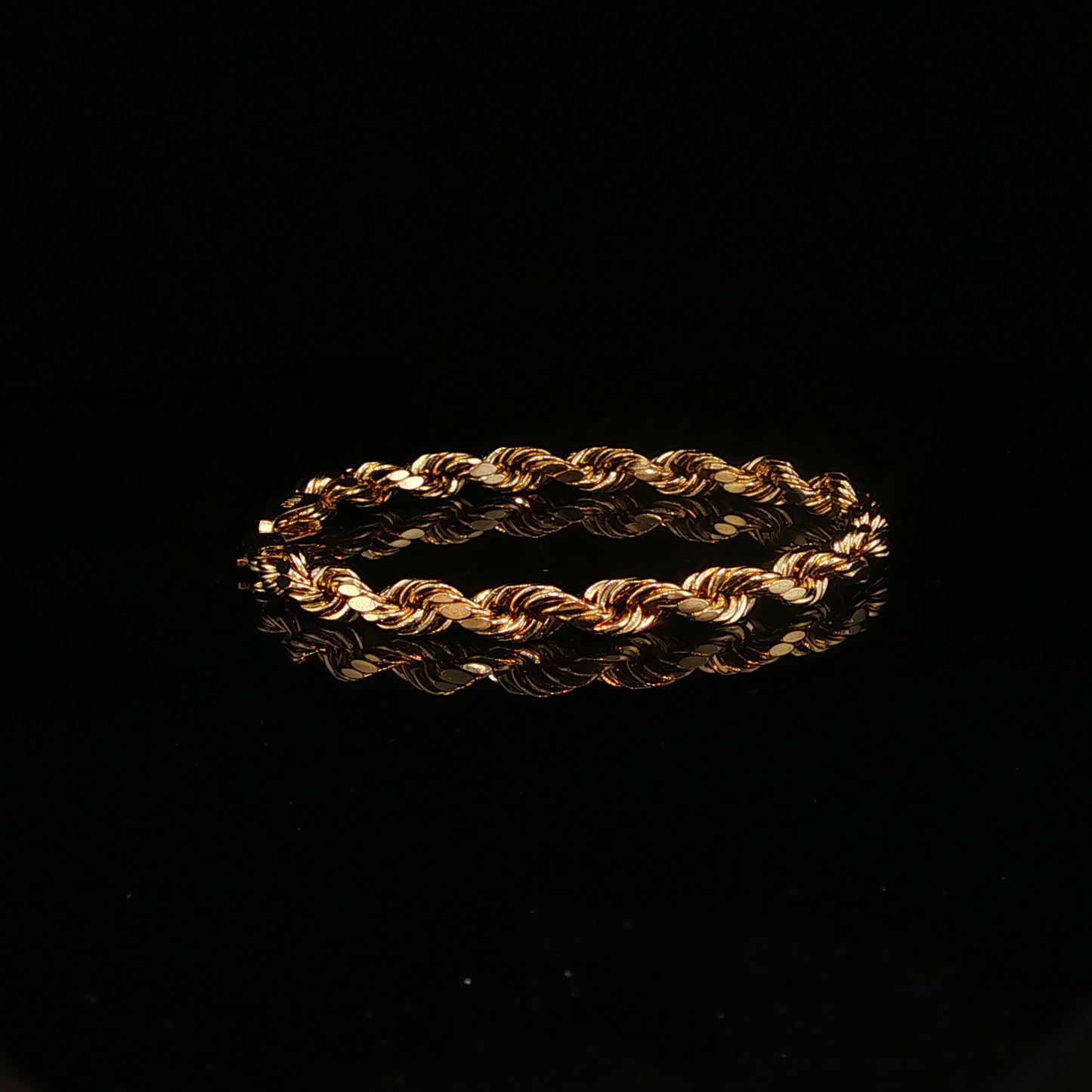 Hallow Yellow Gold Rope Chain Bracelet