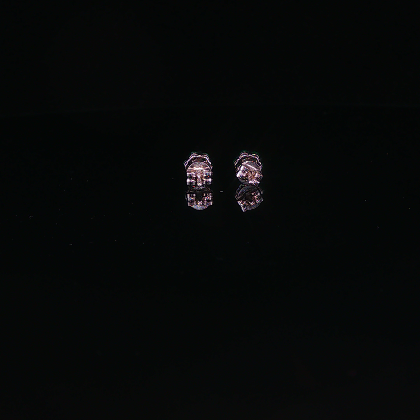 Emerald Cluster Floral Earrings in White Gold