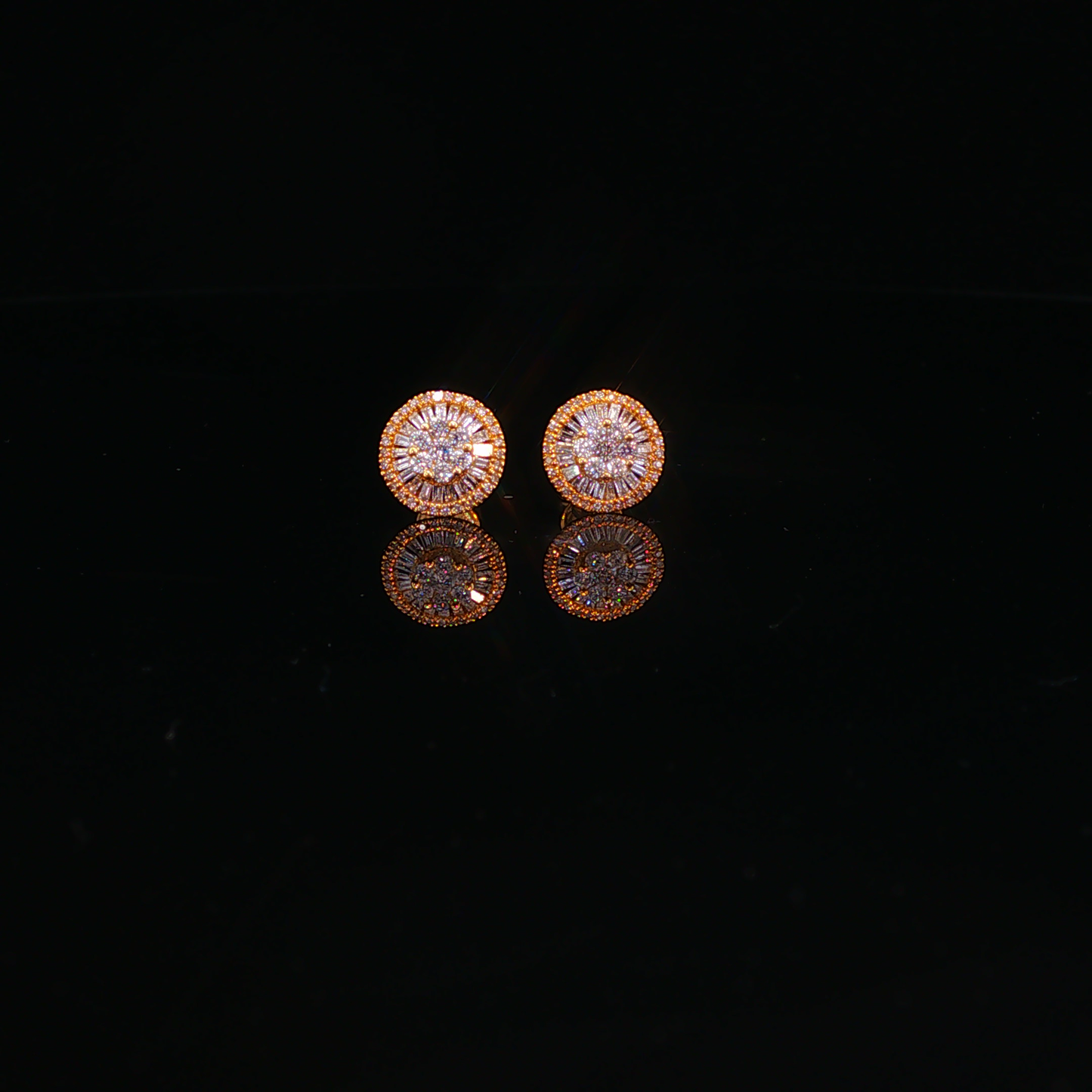 Diamond Cluster Halo Stud Earrings in Yellow Gold