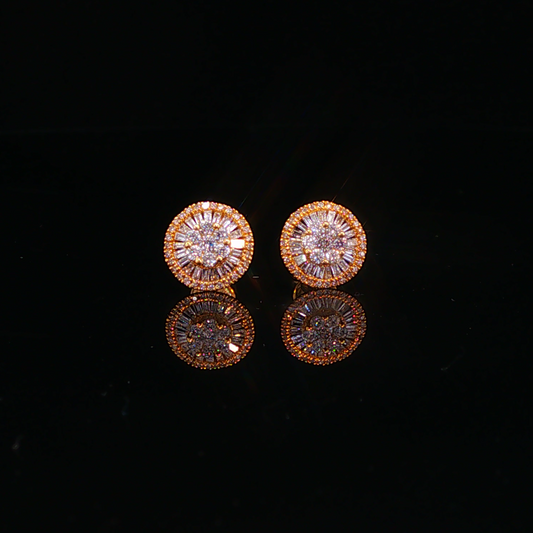 Diamond Cluster Halo Stud Earrings in Yellow Gold