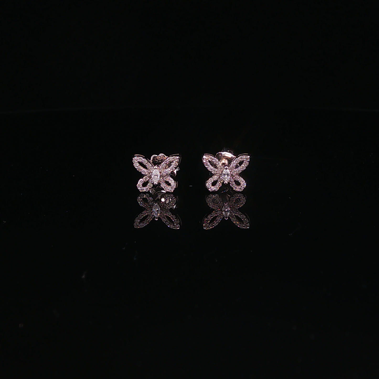 Diamond Pavé Butterfly Stud Earrings in Rose Gold