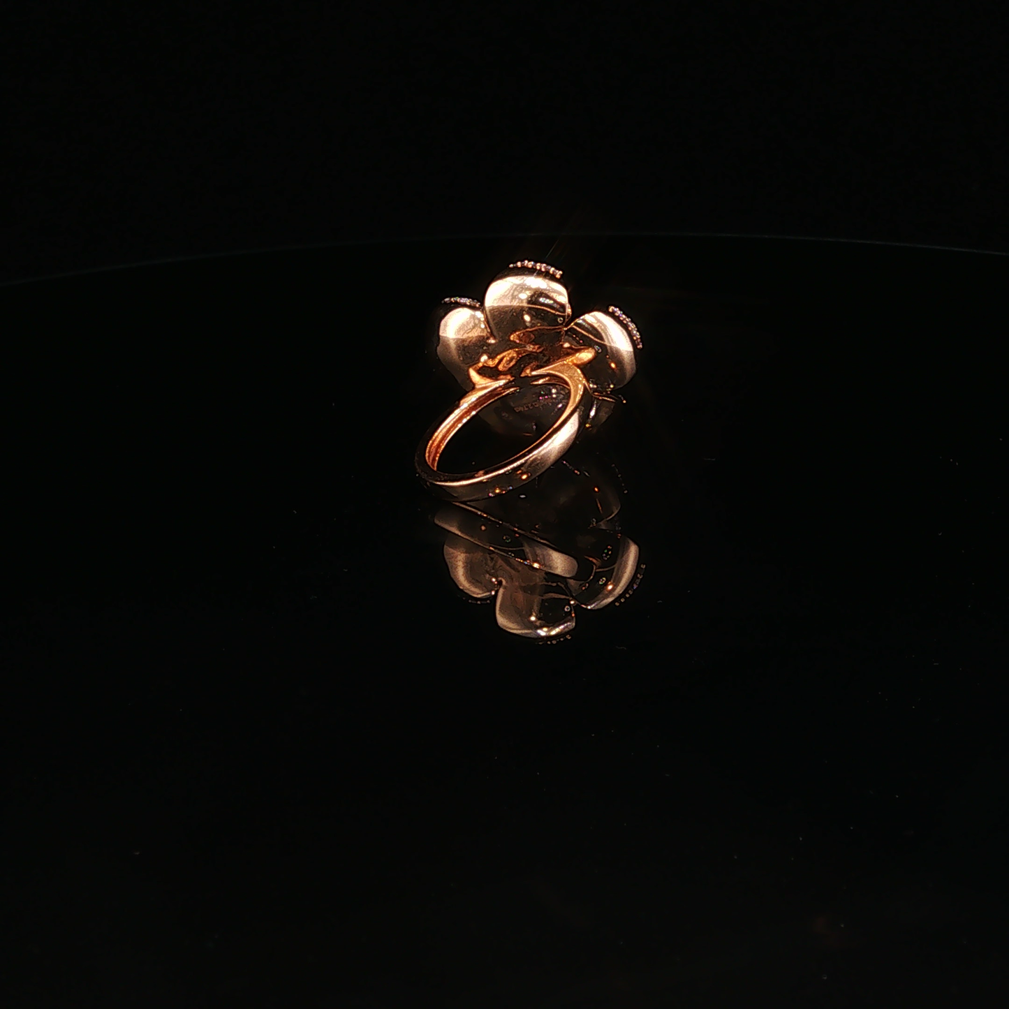 Rose Gold Briolette Cut Diamond Floral Cocktail Ring