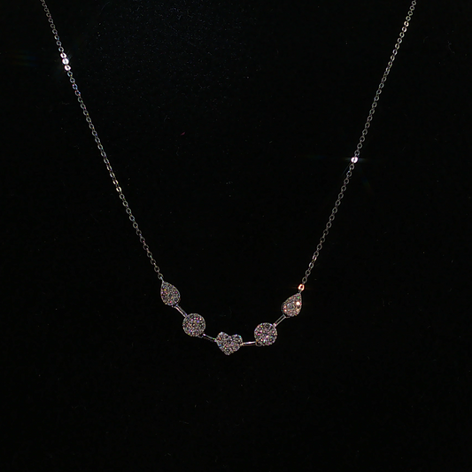 Multi-Shape Natural Diamond Pave Station Necklace in White Gold