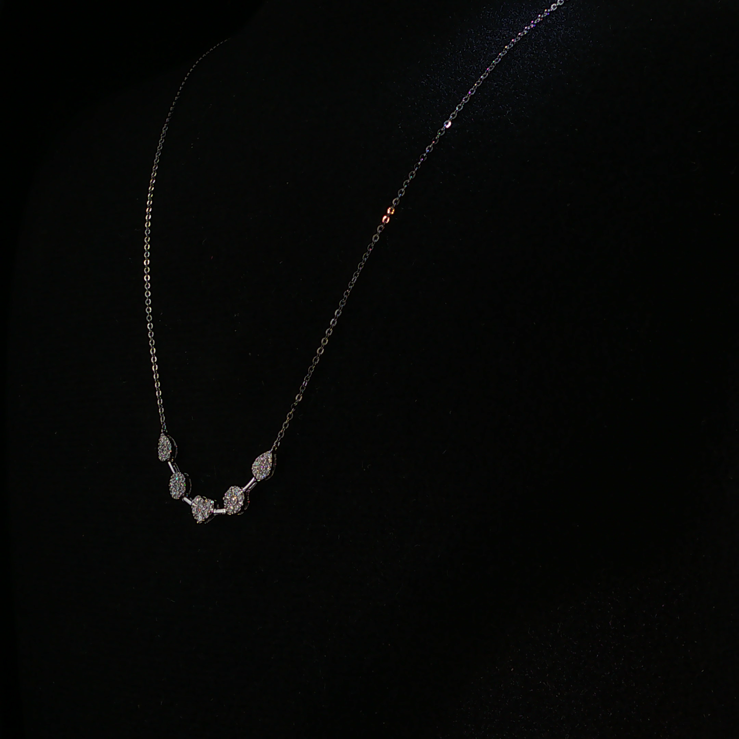 Multi-Shape Natural Diamond Pave Station Necklace in White Gold