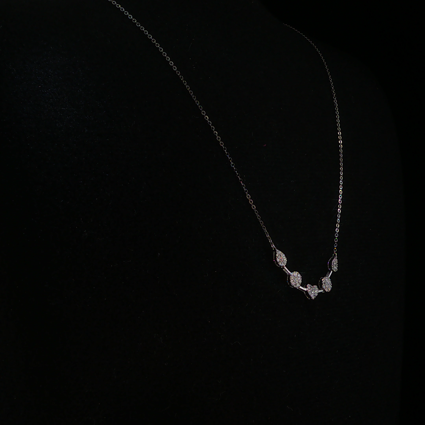 Multi-Shape Natural Diamond Pave Station Necklace in White Gold