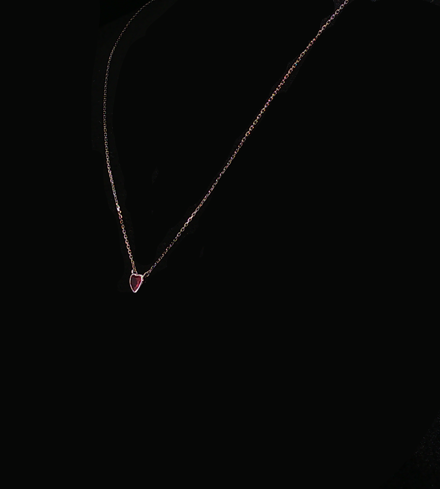 Heart-Shaped Red Ruby Pendant Necklace in White Gold