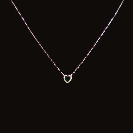 Heart-Shaped Emerald Chain Necklace in White Gold