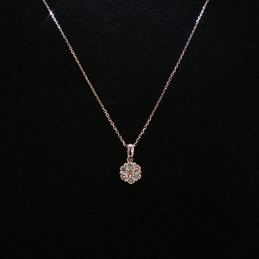 White Gold Natural Diamond Cluster Pendant Necklace